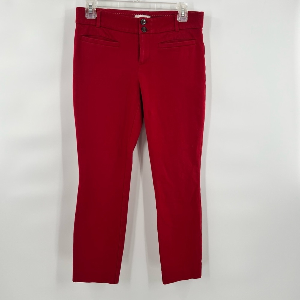Anthropology essential slim red pants trousers cotton blend size 4
